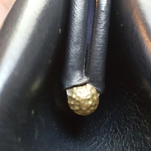 Vintage Mid Century Navy Blue Leather Handbag Purse - Picture 6 of 8